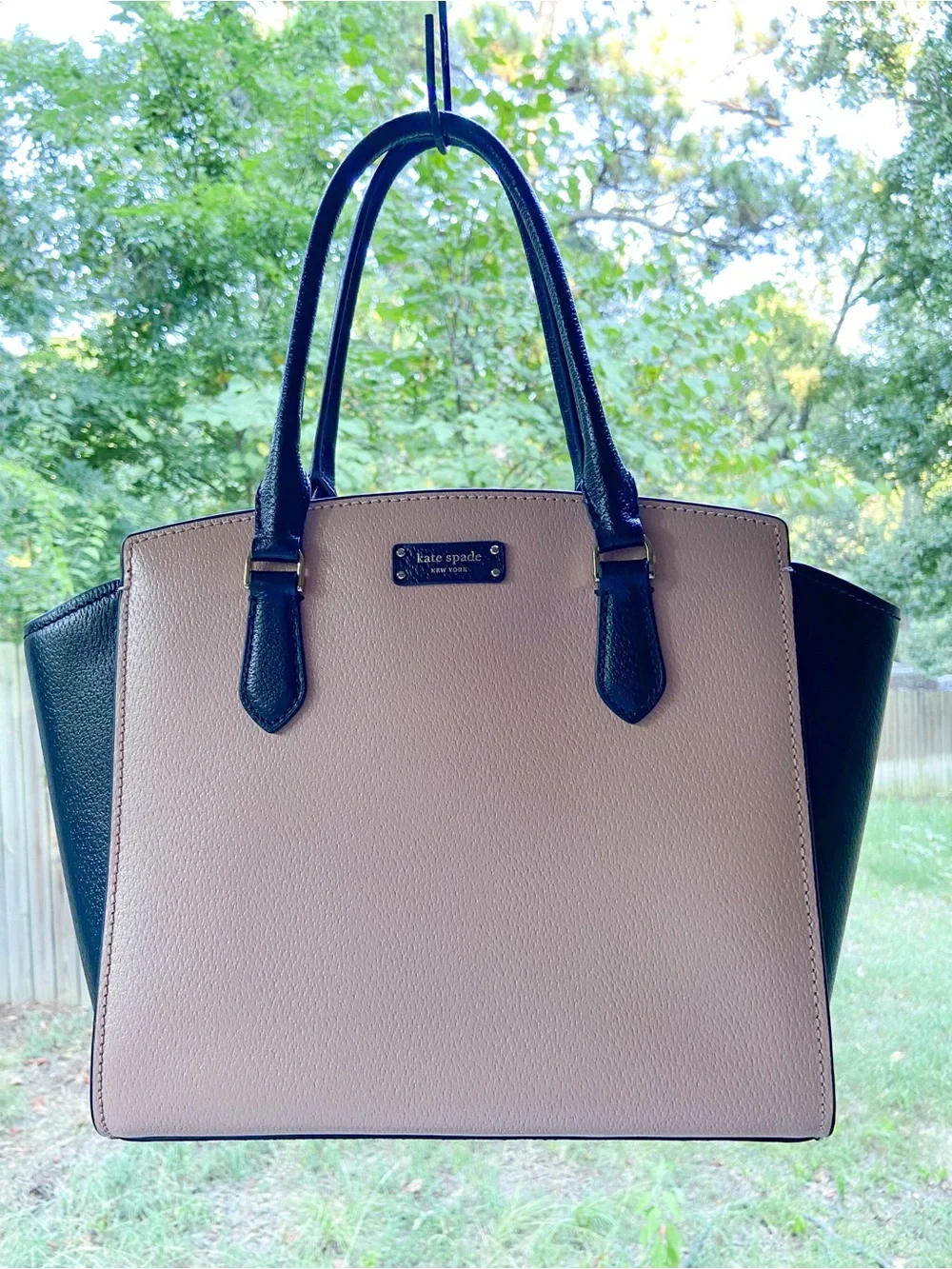 Kate Spade Jeanne Saffiano Leather Medium Satchel Pink Black-Old Money Preppy